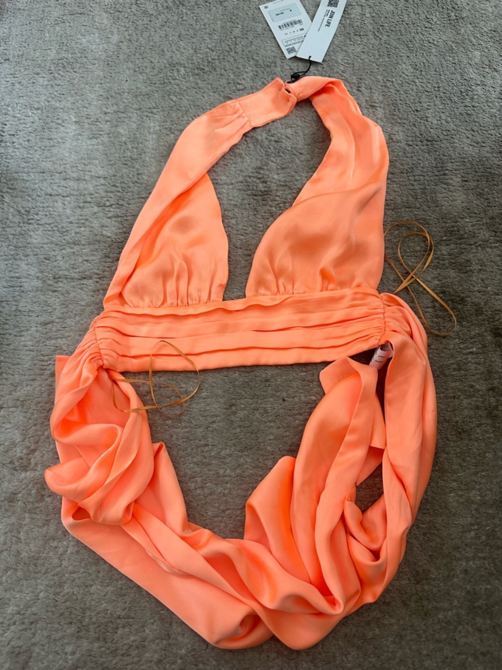 Zara XS Bright Coral/Orange Bikini Top